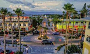 ami picture main street Bradenton Beach where you can rent a golf cart