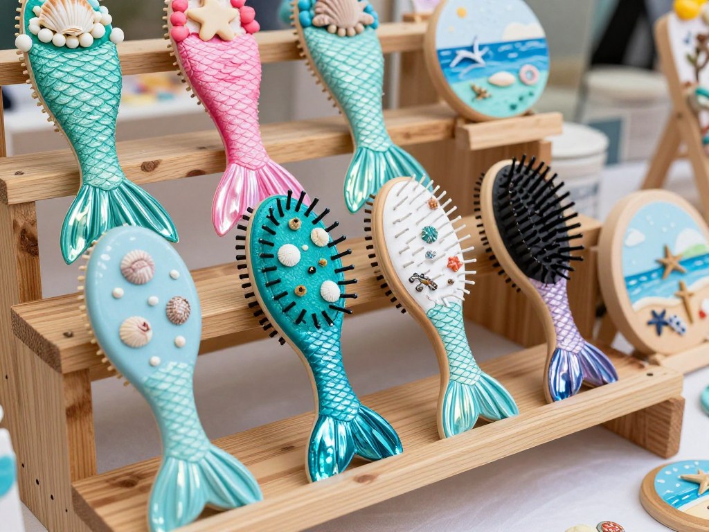 Handmade mermaid brushes and shell crafts at Nautilus Studio Handmade mermaid brushes and shell crafts at Nautilus Studio